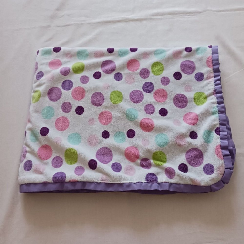 CARTER'S COZY SECURITY BABY BLANKET LOVEY‎ POLKA DOT PURPLE PINK 30 x 40